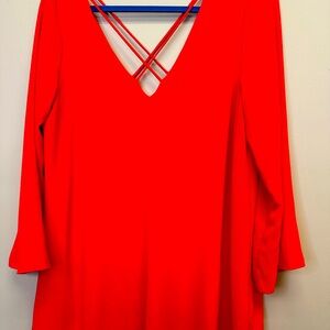 Ladies-Red -size Medium- Tunic top or short dress- very cute-